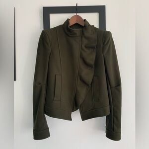 Bcbmaxazria Jackets & Coats | Olive Asymmetrical Frill Wool |Green | S